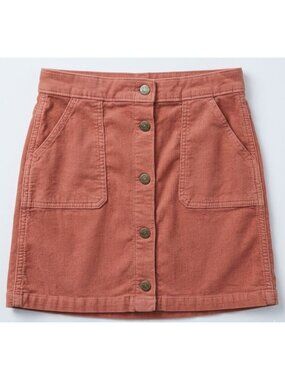 Old Navy Girls Corduroy Button-Front Mini Skirt – Size 14 – Cinnamon Pink/Rust